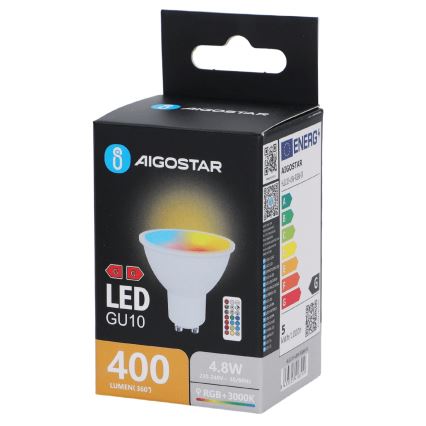 Aigostar - LED RGBW fényerőszabályozható izzó GU10/4,8W/230V 3000K + távirányító