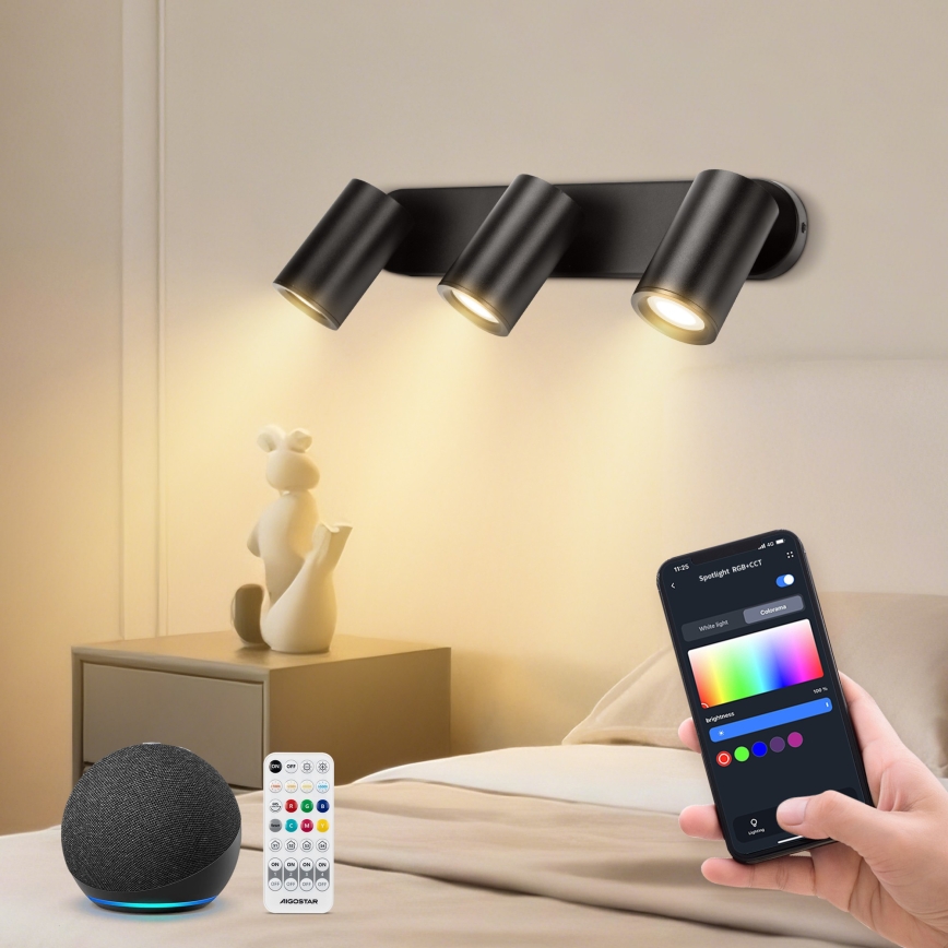 Aigostar - LED RGBW Fényerőszabályozható spotlámpa MESH 3xLED/4,9W/230V 2700-6500K fehér + távirányító