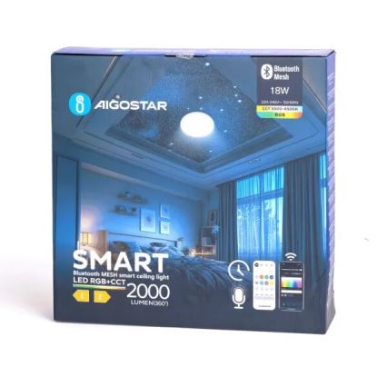Aigostar - LED RGBW állítható fényerejű fürdőszobai mennyezeti lámpa MESH Smart LED/18W/230V 3000-6500K IP44 + távirányító