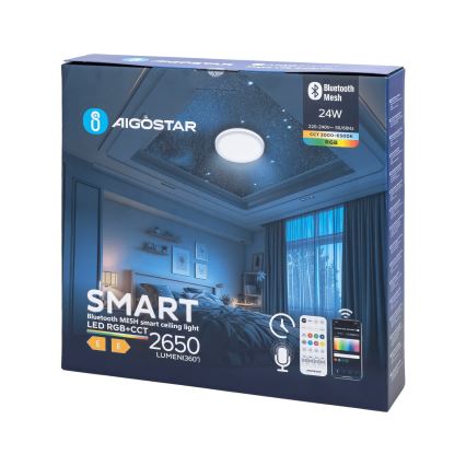 Aigostar - LED RGBW állítható fényerejű fürdőszobai mennyezeti lámpa MESH Smart LED/24W/230V 3000-6500K IP44 + távirányító