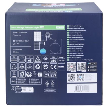 Aigostar - LED RGBW Dimmelhető napelemes csillár MESH LED/5W/3,7V 8000 mAh 2700K-6500K IP65 átm. 30 cm