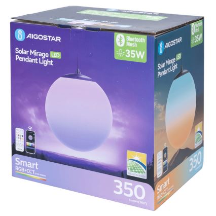 Aigostar - LED RGBW fényerőszabályozható napelemes csillár MESH LED/5W/3,7V 8000 mAh 2700K-6500K IP65 átm. 30 cm