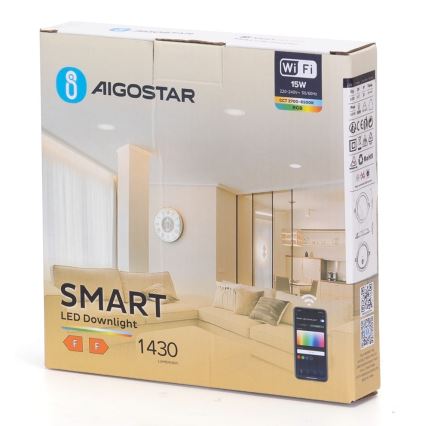 Aigostar - LED RGBW Szabályozható beépíthető lámpa LED/15W/230V 2700-6500K átm. 17,5 cm Wi-Fi