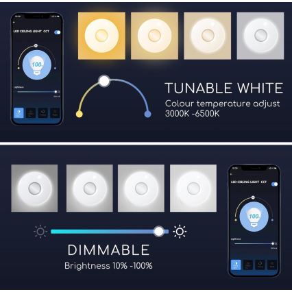 Aigostar - LED RGBW dimmelhető mennyezeti lámpa 18W/230V átmérő 34 cm Wi-Fi