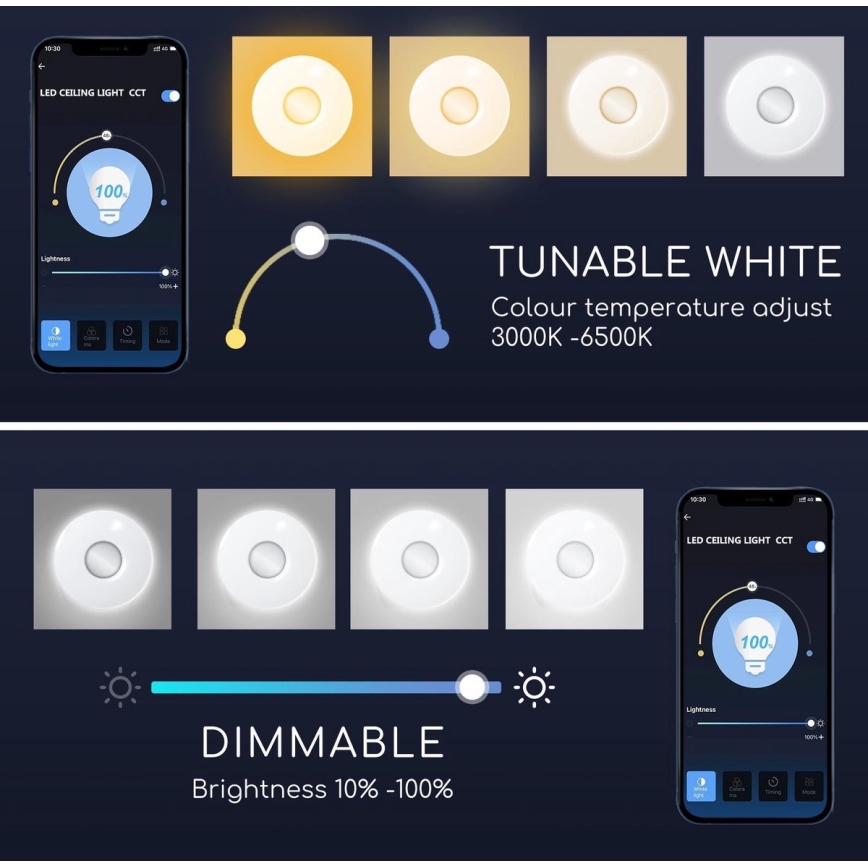 Aigostar - LED RGBW dimmelhető mennyezeti lámpa 18W/230V átmérő 34 cm Wi-Fi