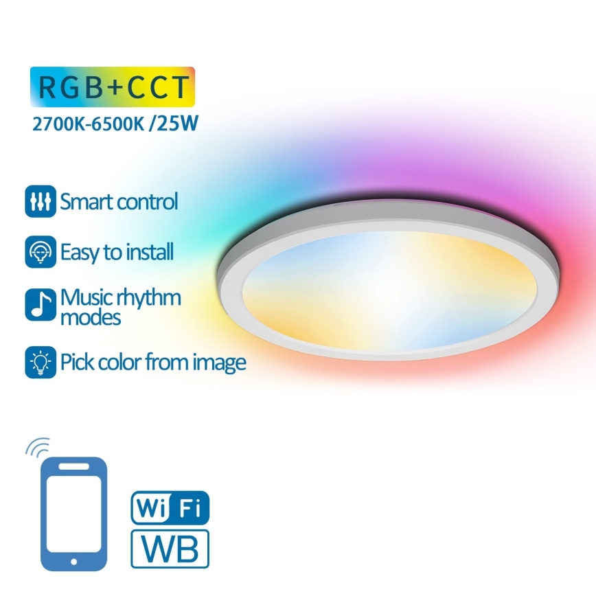 Aigostar - LED RGBW dimmelhető mennyezeti lámpa LED/25W/230V 2700-6500K Wi-Fi