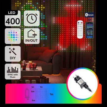 Aigostar - LED RGBY díszfényfüzér 400 LED 1x1m IP44 + távirányító