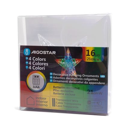 Aigostar - LED RGBY karácsonyi dekoráció 16xLED/3xAA csillag