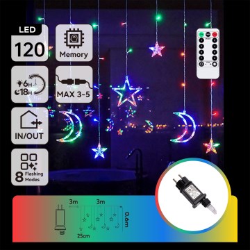 Aigostar - LED RGBY Kültéri karácsonyi fényfüzér 120xLED/8 funkció 3x0,6m IP44 többszínű + távirányító