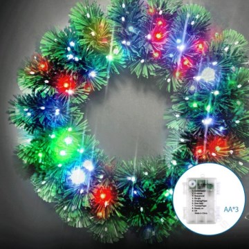 Aigostar - LED RGBY kültéri karácsonyi koszorú, 72× LED, 3× AA, átmérő 50 cm, IP44