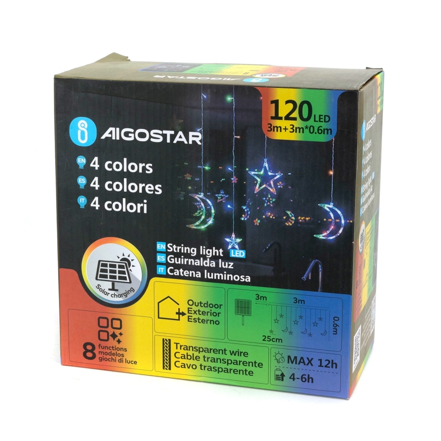Aigostar - LED napelemes  füzér 120xLED/8 funkció 3x0,6 m 500 mAh IP65 többszínű