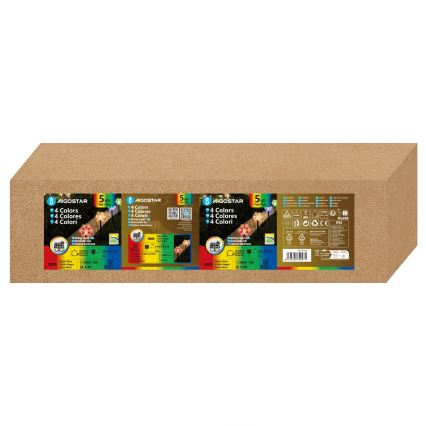 Aigostar - Napelemes karácsonyi LED-lámpa RGBY, 5× LED, 1,2 V, 8 funkció, 1 m, IP65, 800 mAh, hópelyhek