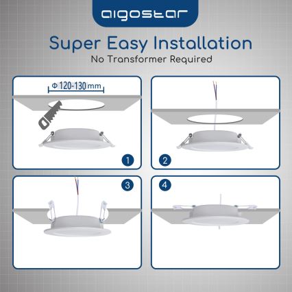 Aigostar - LED süllyesztett fürdőszobai mennyezeti lámpa LED/15W/230V 4000K IP44 átm. 14,5 cm fehér