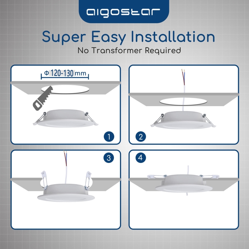 Aigostar - LED süllyesztett fürdőszobai mennyezeti lámpa LED/15W/230V 4000K IP44 átm. 14,5 cm fehér