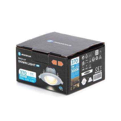 Aigostar - LED süllyesztett mennyezeti lámpa LED/5W/230V 3000K átm. 8,5 cm fehér