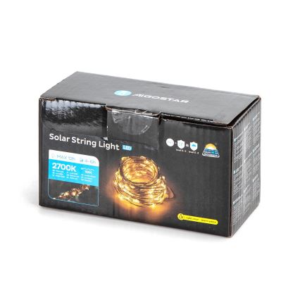 Aigostar - LED Szolár lánc LED/8 funkciók 12m IP65 meleg fehér