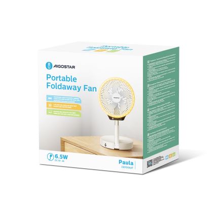 Aigostar - LED Vezeték nélküli összecsukható ventilátor USB porttal 6,5W/5V