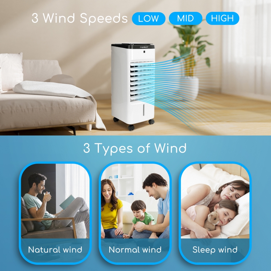 Aigostar - Légkondicionáló 60W/230V fehér/fekete + távirányító