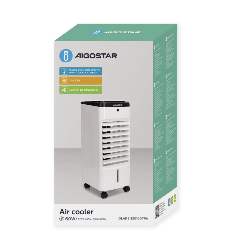 Aigostar - Légkondicionáló 60W/230V fehér/fekete + távirányító