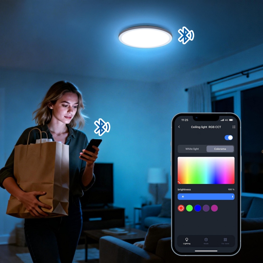 Aigostar - LED RGBW dimmelhető mennyezeti lámpa MESH LED/24W/230V 3000-6500K fekete + távirányító