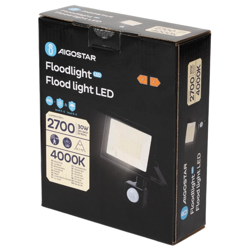 Aigostar - mozgásérzékelős LED reflektor LED/30W/230V 4000K IP65