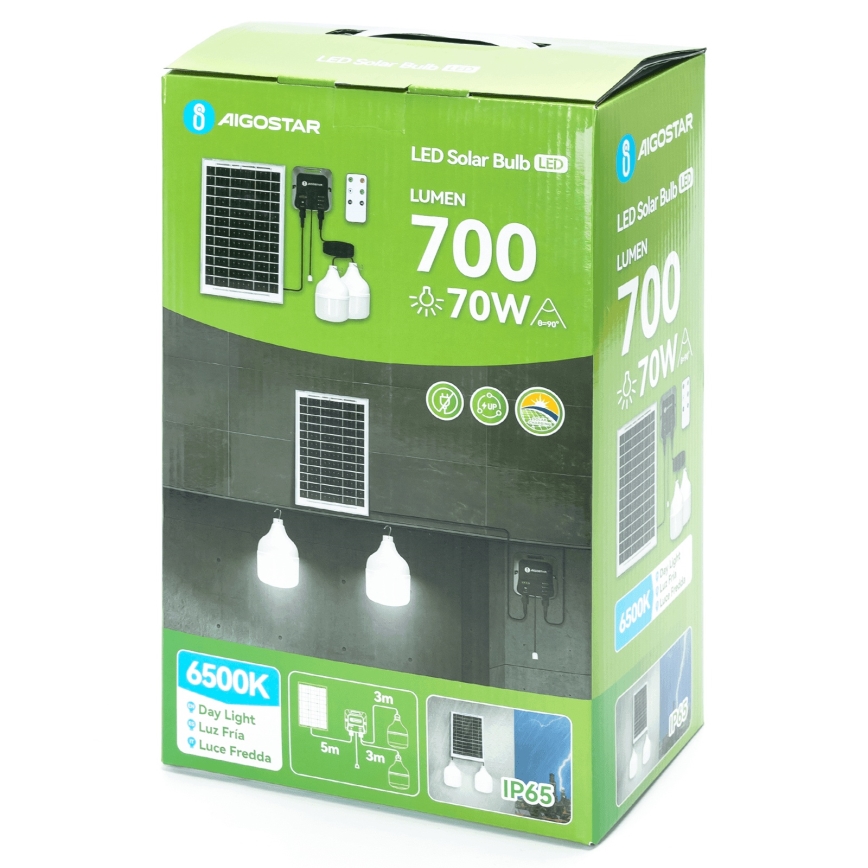 Aigostar - LED napelemes lámpa 2xLED/35W/12V 6000 mAh 6500K IP65 átm. 10 cm + távirányító
