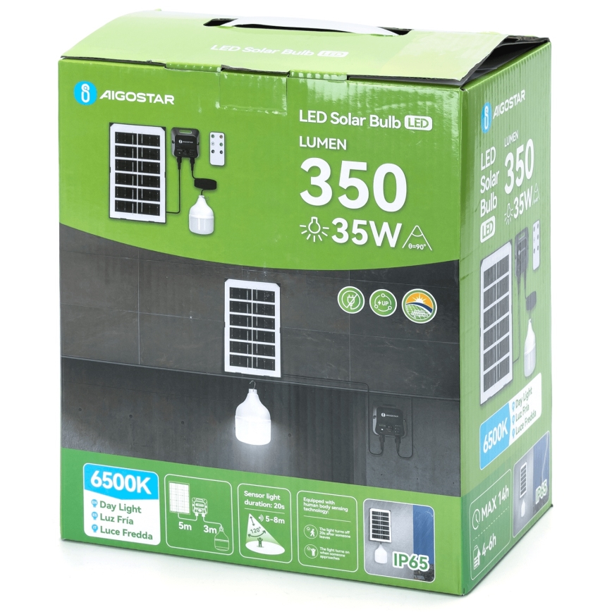 Aigostar - LED napelemes lámpa érzékelővel LED/35W/12V 3000 mAh 6500K IP65 átm. 10 cm + távirányító