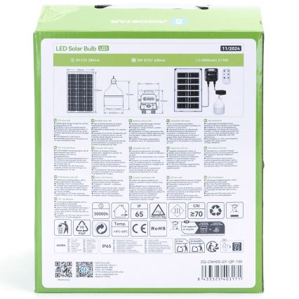 Aigostar - LED napelemes lámpa érzékelővel LED/35W/12V 3000 mAh 6500K IP65 átm. 10 cm + távirányító