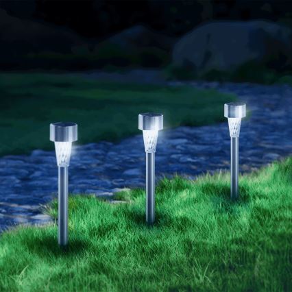 Aigostar - napelemes LED lámpa 2V, IP44, 40 mAh, matt króm