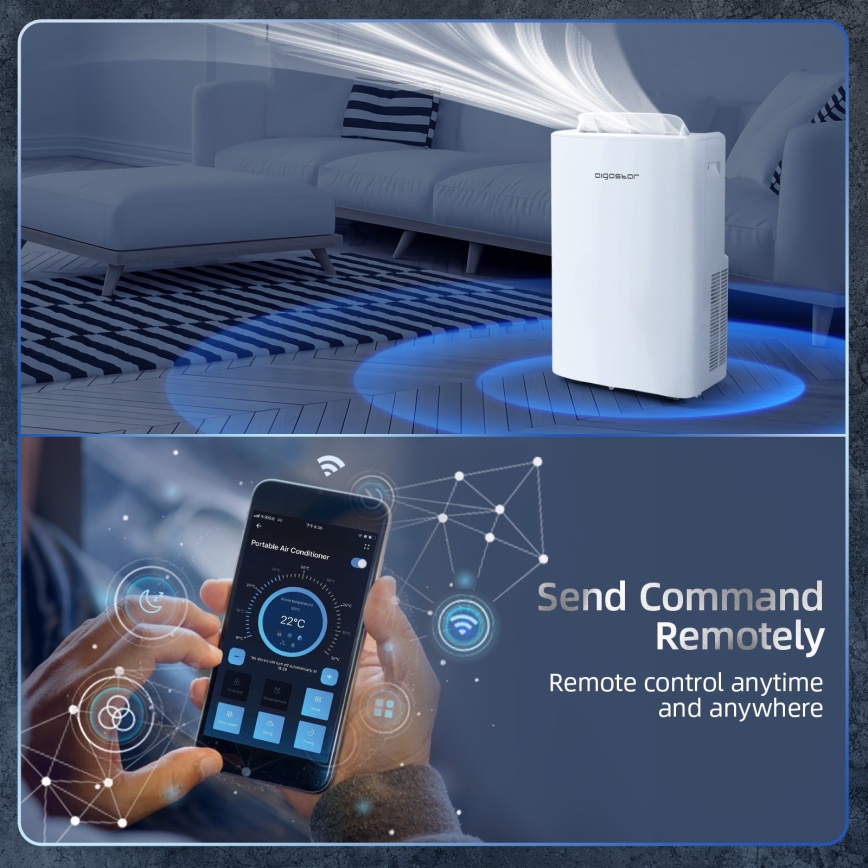 Aigostar - Okos mobil légkondicionáló 1337W/230V 12000 BTU Wi-Fi  fehér + távirányító