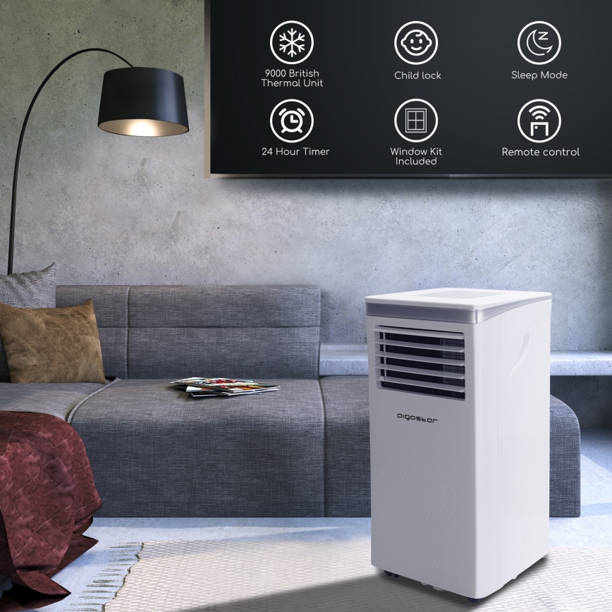 Aigostar - Okos mobil klímaberendezés 3 az 1-ben 1003W/230V 9000 BTU Wi-Fi fehér + távirányító