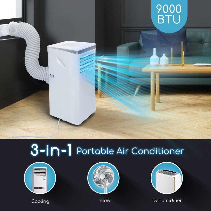 Aigostar - Okos mobil klímaberendezés 3 az 1-ben 1003W/230V 9000 BTU Wi-Fi fehér + távirányító