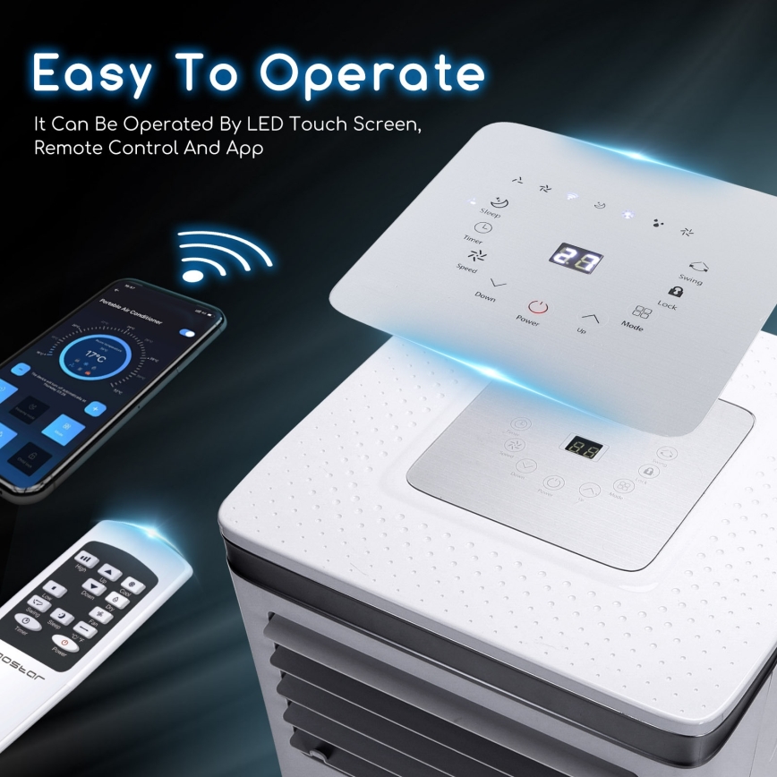 Aigostar - Okos mobil klímaberendezés 3 az 1-ben 1003W/230V 9000 BTU Wi-Fi fehér + távirányító