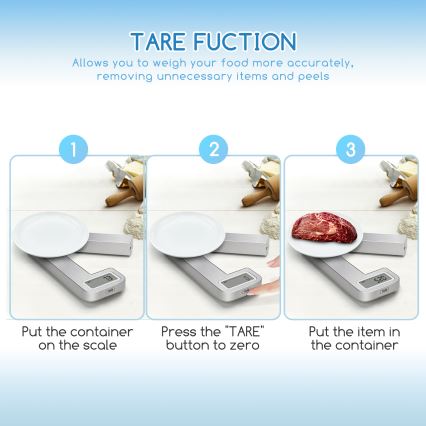 Aigostar - Összecsukható konyhai mérleg 5 kg matt króm