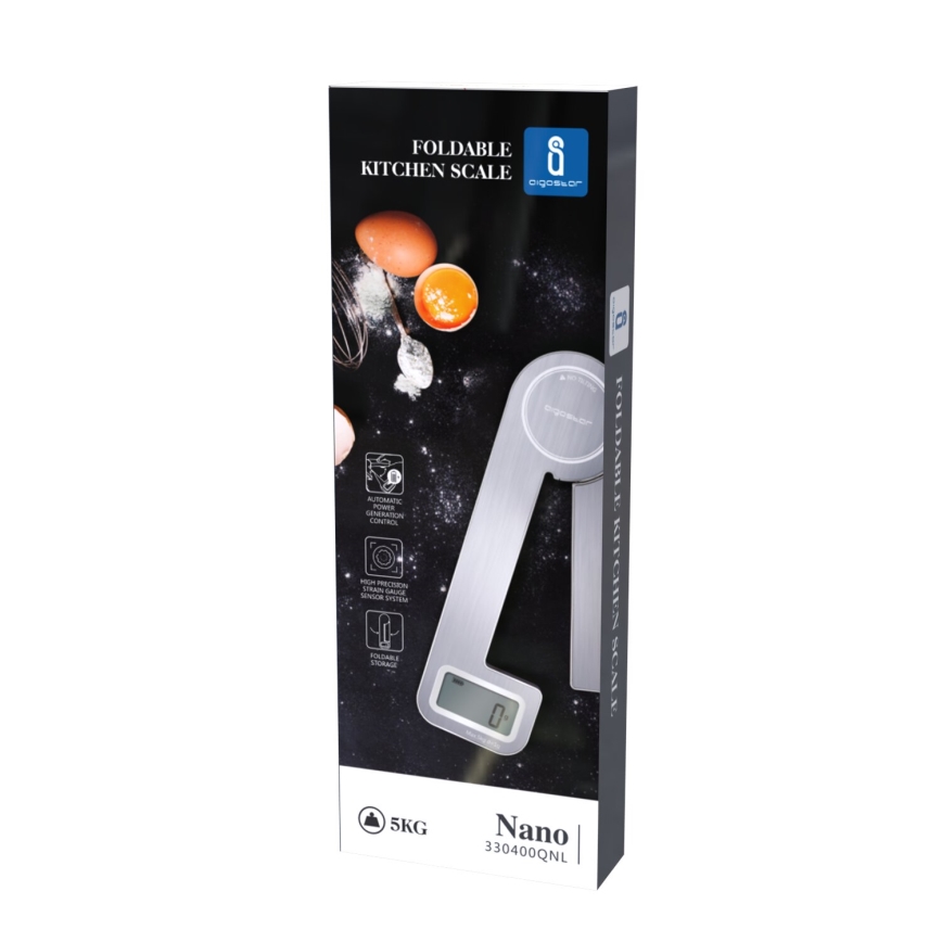 Aigostar - Összecsukható konyhai mérleg 5 kg matt króm