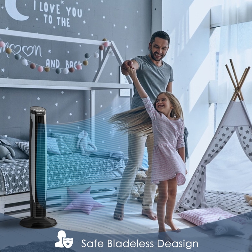 Aigostar - Oszlop ventilátor 45W/230V fekete/fehér + távirányító