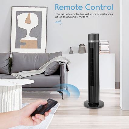 Aigostar - Oszlop ventilátor 45W/230V fekete + távirányító