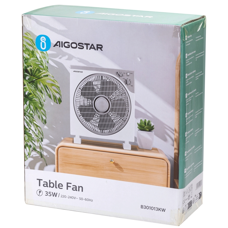 Aigostar - Padlóventilátor 35W/230V átmérő 30 cm fehér/szürke