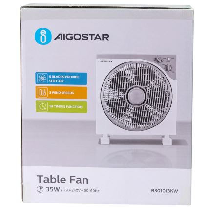 Aigostar - Padlóventilátor 35W/230V átmérő 30 cm fehér/szürke