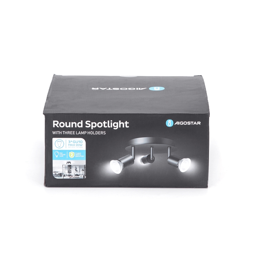 Aigostar - spotlámpa 3xGU10/60W/230V fekete