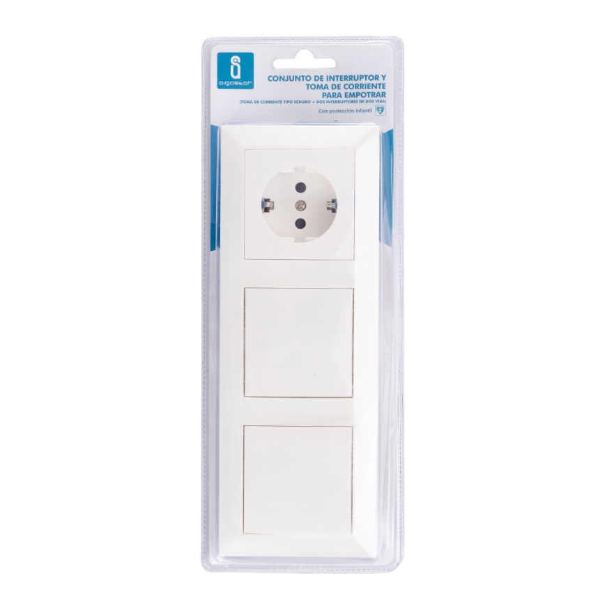 Aigostar - SZETT 2x falikapcsoló aljzattal 1x16A/250V SCHUKO