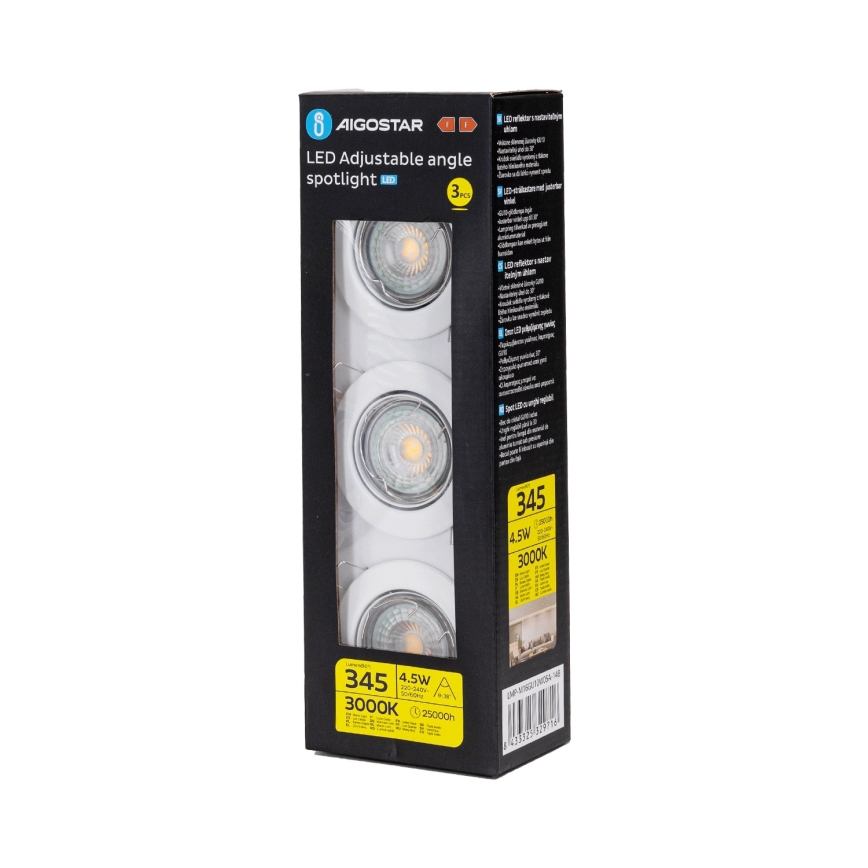 Aigostar - SZETT 3x LED beépíthető lámpatest 1x GU10/4,5W/230V 3000K fehér