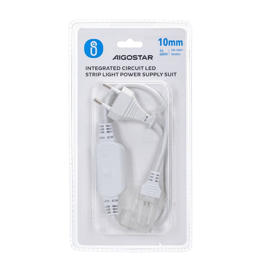 Aigostar - Tápegység LED szalagokhoz, 10 mm, 600W/230V, fehér