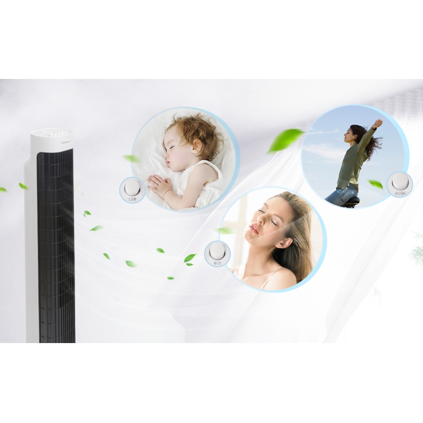 Aigostar - Torony ventilátor 45W/230V fekete/fehér