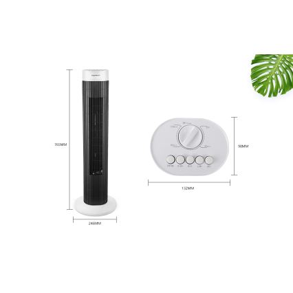 Aigostar - Torony ventilátor 45W/230V fekete/fehér