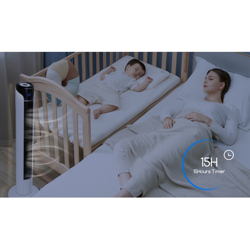 Aigostar - Torony ventilátor 50W/230V fekete/fehér + távirányítás