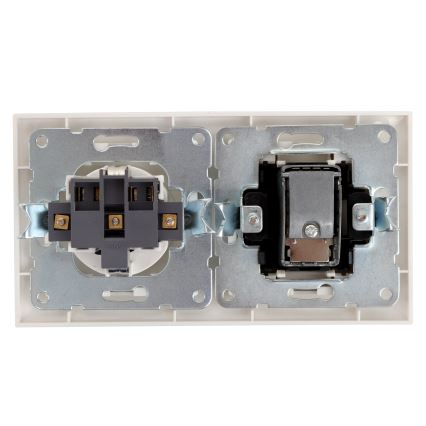 Aigostar - TV- és SCHUKO 230V aljzat kerettel, fehér