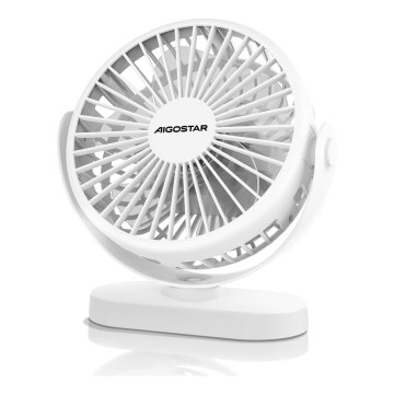Aigostar - Újratölthető asztali ventilátor 4W/5V 1500mAh fehér