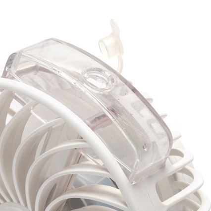 Aigostar - Újratölthető asztali ventilátor klipsszel 2W/5V 2400mAh USB fehér