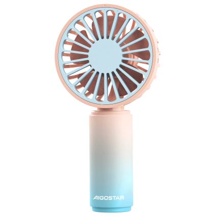 Aigostar - Újratölthető zsebméretű ventilátor 3W/5V 500 mAh USB rózsaszín/kék